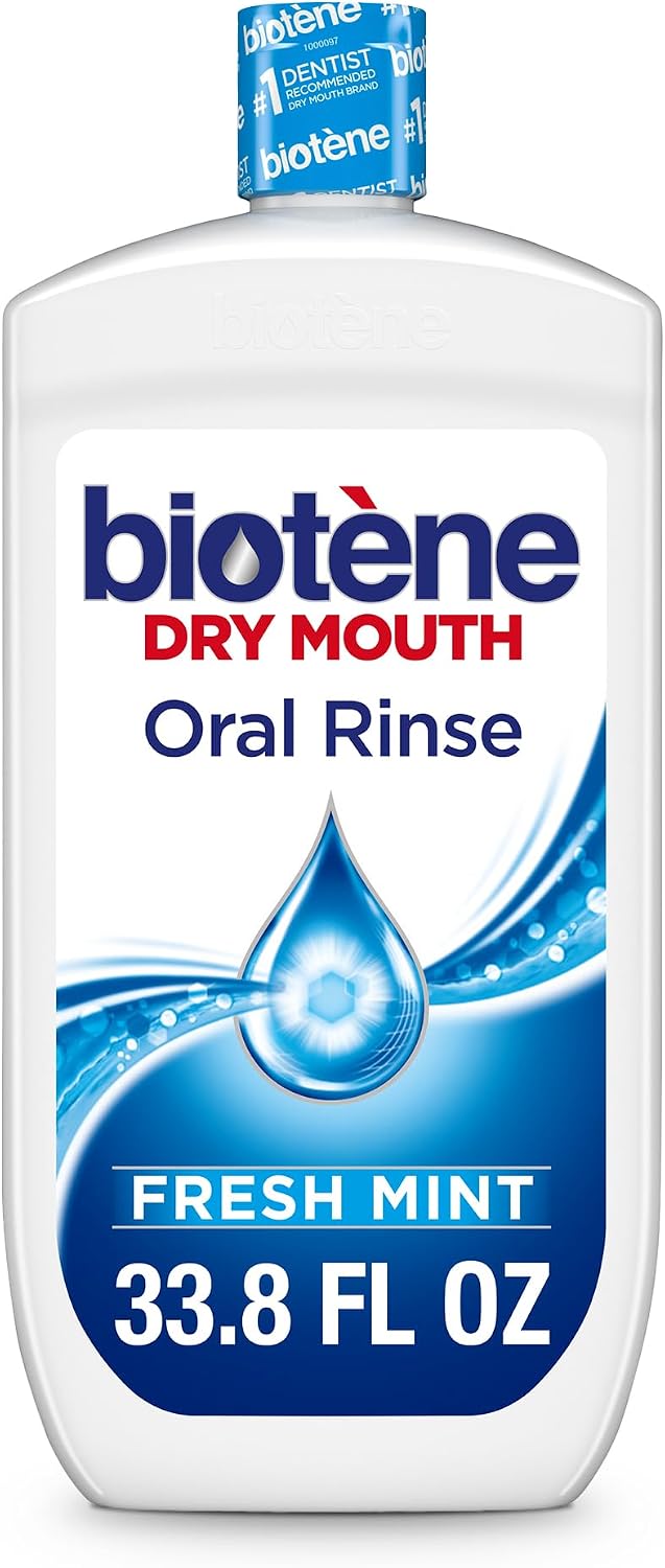 Biotene Oral Rinse Mouthwash for Dry Mouth, 33.8 fl oz | Breath Freshener and Dry Mouth Treatment, Fresh Mint, Alcohol-Free Mouthwash