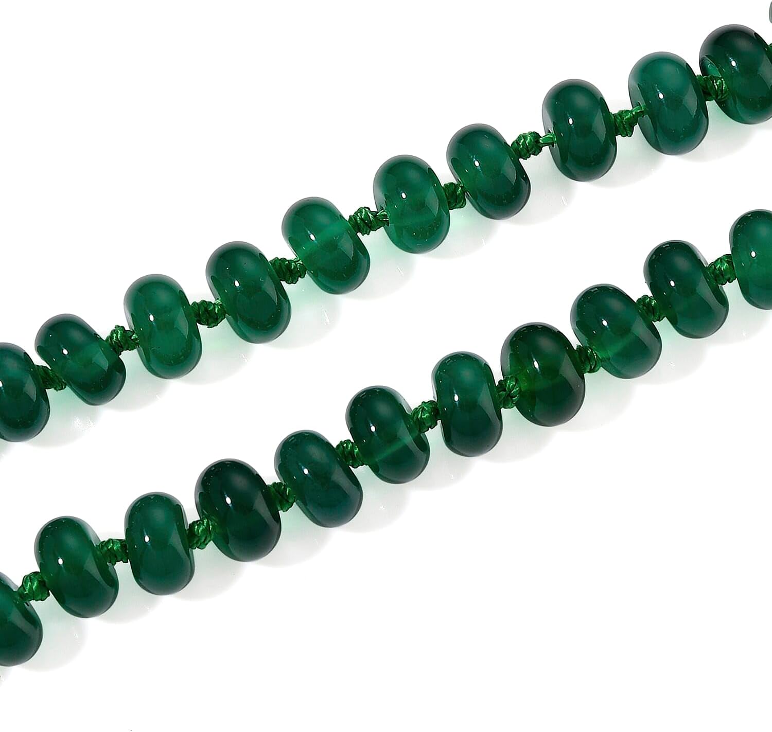 Verde Onyx 180.00 ctw Rondelle Beaded Elegance Necklace in Steel 18-20"