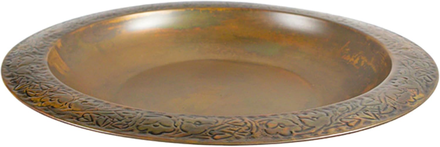 Ancient Graffiti Copper Plated Steel Bird Bath, 22W x 2D x 22H in.
