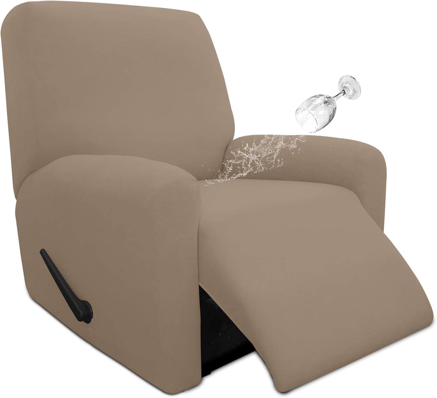 Easy-Going 4 Pieces Waterproof Recliner Chair Slipcover Washable | Stretch Soft Couch Cover for Dogs, Sofa Slipcover for Recliner Couch Furniture Protector for Kids, Pets Dark Gray