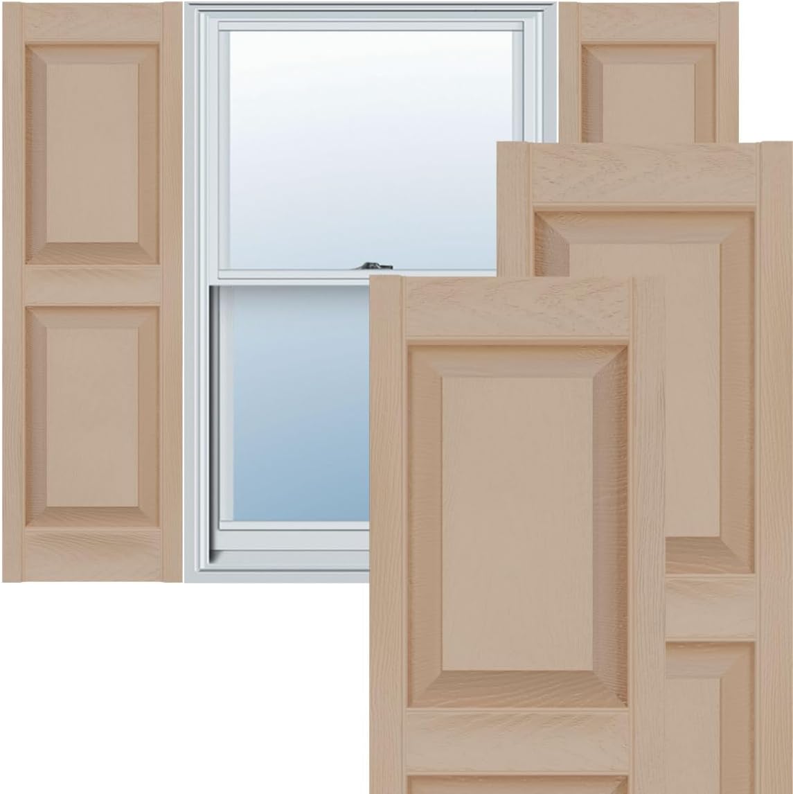Ekena Millwork Lifetime Vinyl LP2S14X06300BL Standard Two Equal Panel Vinyls, Raised Panel Vinyl Shutters, w/Installation Shutter-Lok's & Matching Screws (Per Pair), 14.75"W x 63"H, Black
