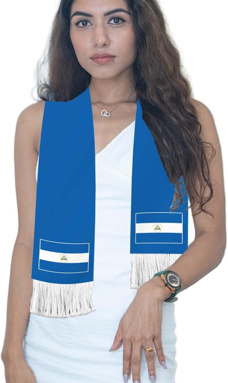 Nicaragua Flag Scarf,60inch Nicaraguan Banner Sports Fan Scarves,18×150cm Novel Souvenir For Team Game Party Parade