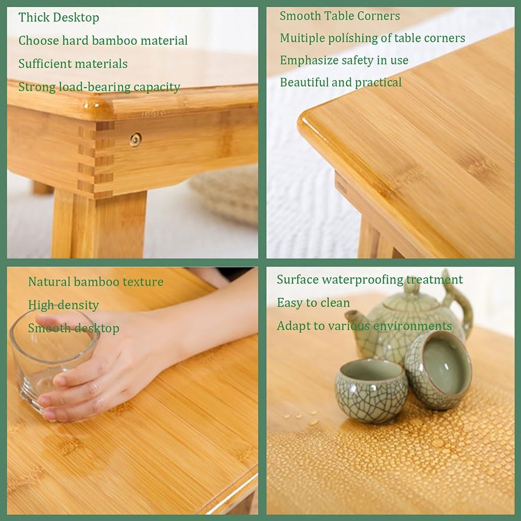 SH-tables Folding Table, Japanese-Style Household Square Bamboo Table, Computer Desk, Low Bamboo Table, Multi-Function Small Dining Table