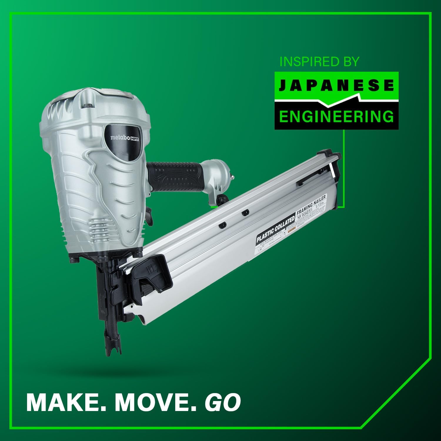 Metabo HPT Framing Nailer, 21° Plastic Collated 2-3.5in, NR90AES1