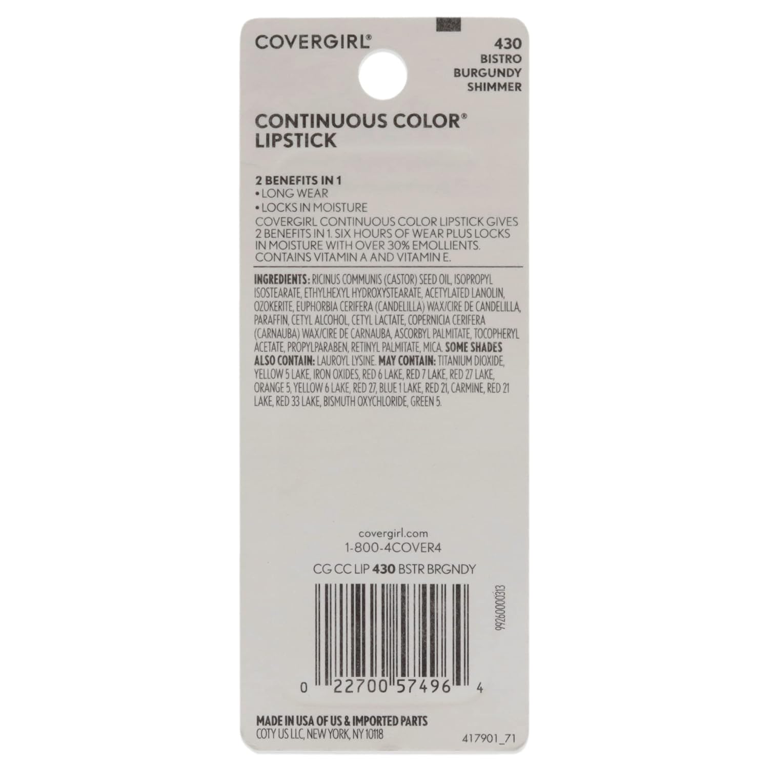 COVERGIRL Continuous Color Lipstick It's Your Mauve 030, 0.13 oz (packaging may vary)