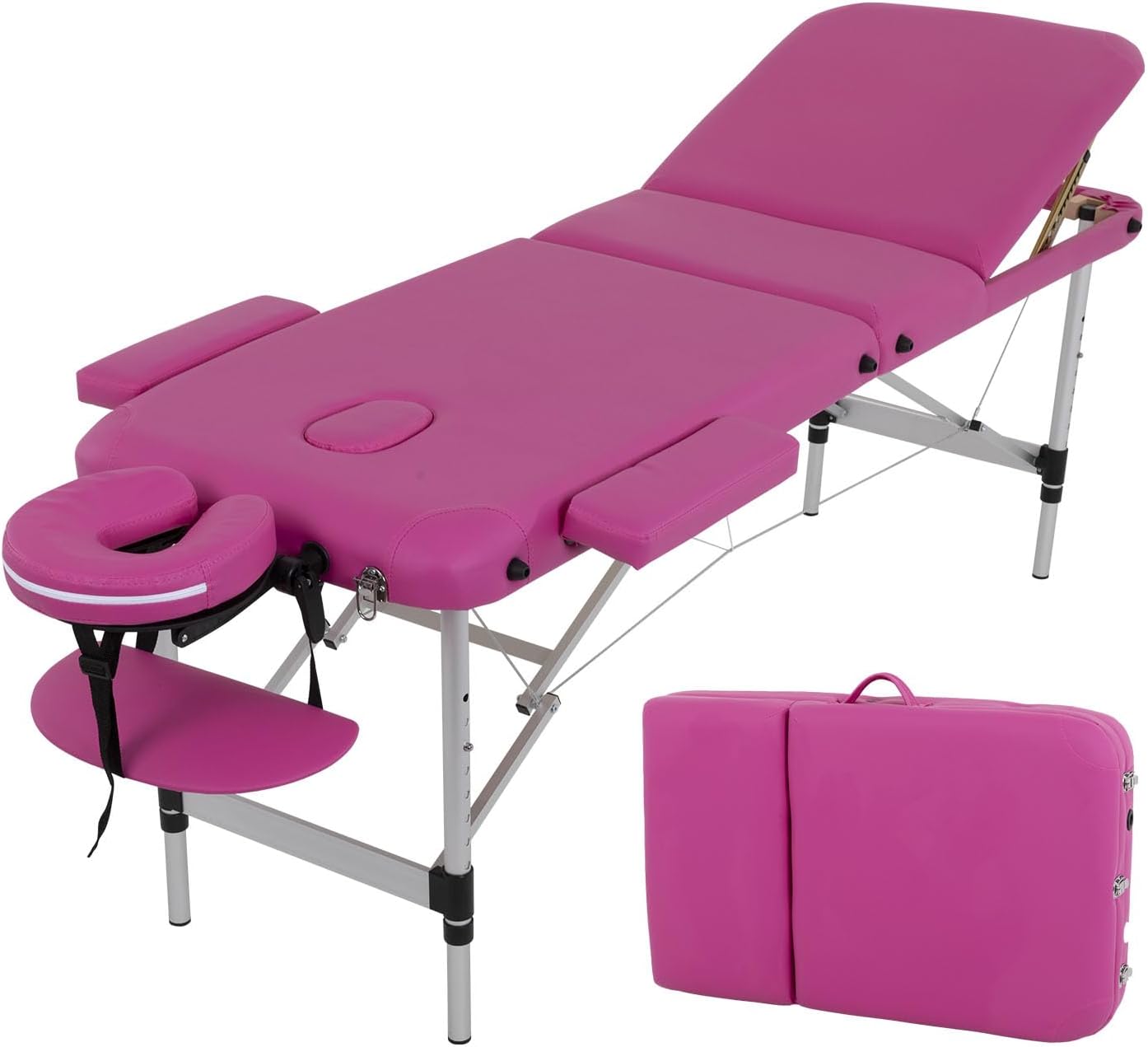 BestMassage Aluminium Massage Bed Portable Massage Table 28 inch Wide Lash Bed Height Adjustable 3 Folding Spa Table with Non-Woven Bag for Spa Footmassage Facial CareSpa Tattoo