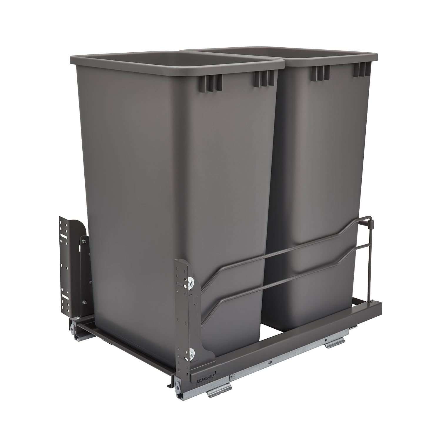 Rev-A-Shelf Double Pullout Trash Can w/Soft-Close Slides, 14.5" Min Opening | Large Capacity Garbage/ Recycling Bins for Full Height Kitchen Cabinets, Heavy Gauge Wire Construction, 53WC-2150SCDM-217