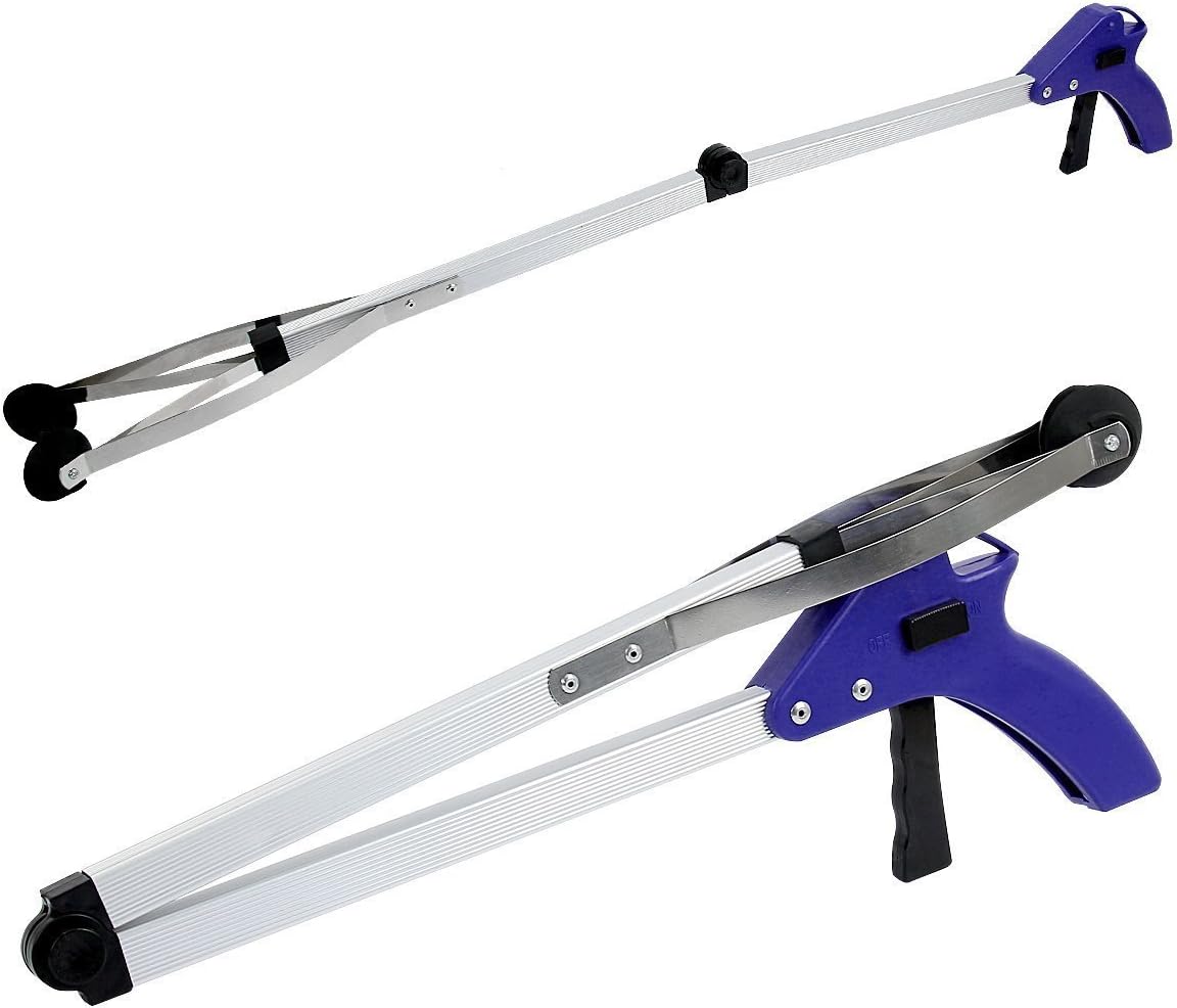 THUSIBER Reacher Grabber 32" Extra Long Folding Reaching Claw Heavy Duty Mobility Aid Arm Extender Gripper Tools for Trash Pick Up Litter Picker