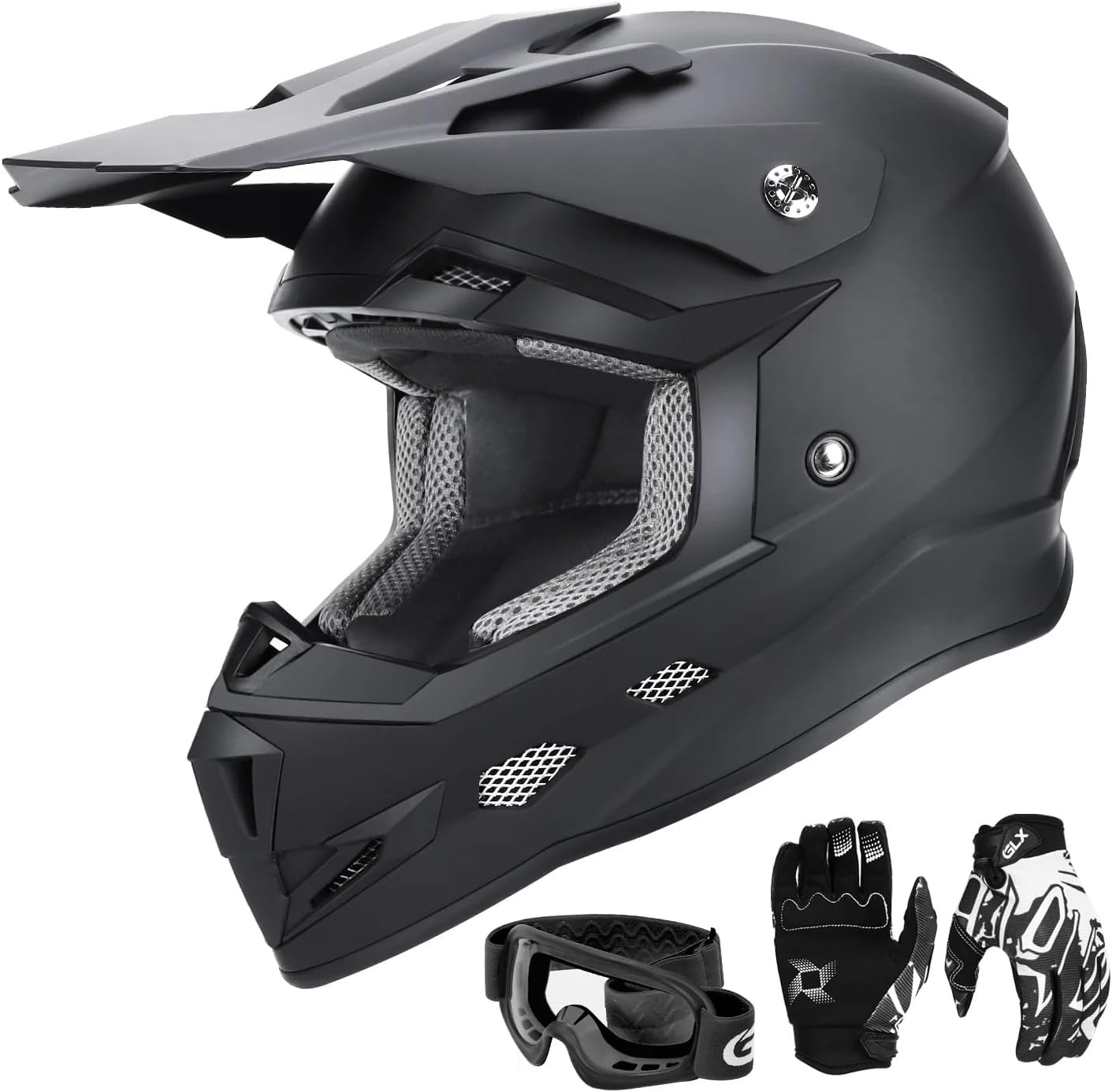 GLX GX623 Youth ATV & Dirt Bike Helmet Combo, DOT | Adult-Level Safety for Kids: Premium, full-grown protection engineered into a comfortable, youth-sized package