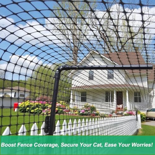 50FT Cat-Proof Fence Topper System 24" Horizontal Outreach Steel Extender Anti-Climb Conversion Kit for Brick/Wood/Vinyl/Metal Fences Pet Safe