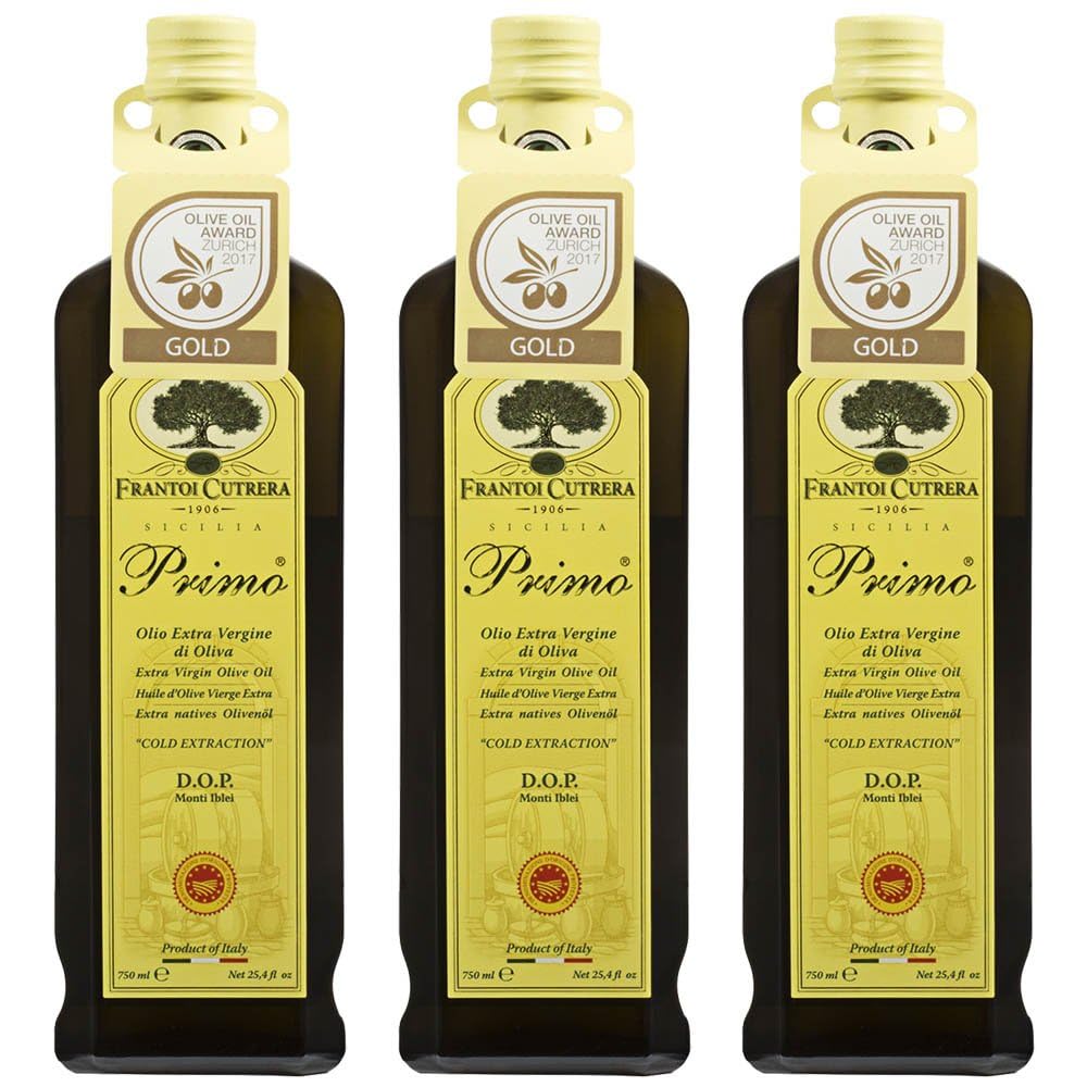 Frantoi Cutrera Primo Cold Extracted Italian Extra Virgin Olive Oil Cold Pressed, Polyphenol Rich Olive Oil, Authentic Certified DOP Sicilian EVOO Imported From Italy, 25.4 fl oz (Pack of 1)