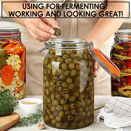 1 Gallon Glass Jars with Lids, 2 Pack Wide Mouth Mason Jars, 138 oz