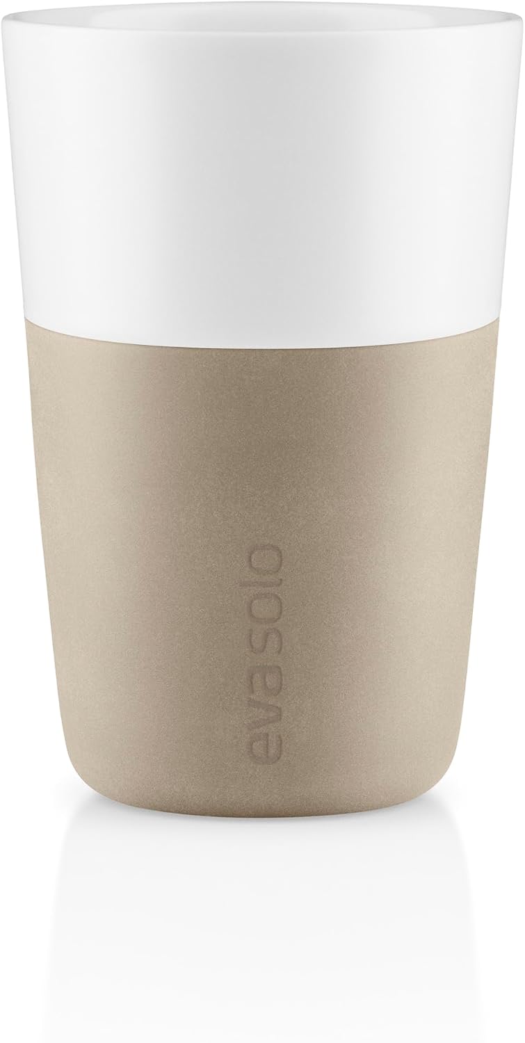 Eva Solo | 2 Lungo Tumbler Mugs | 8 oz Porcelain Coffee Cup Tumblers with Silicone-coated Grip | Danish Design, Functionality & Quality | Black