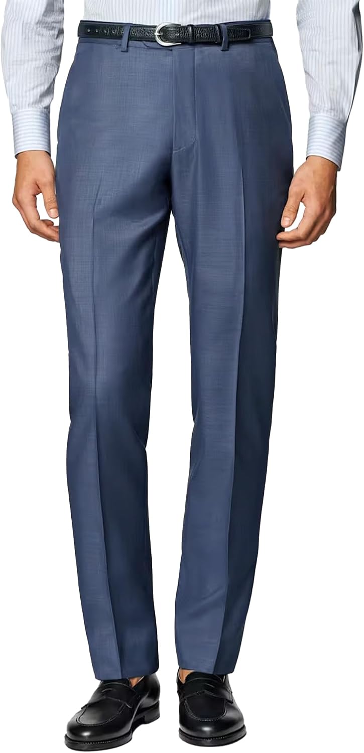 Men's Cozy Hidden Expandable Waist Dress Pants | Premium Stretch Texture Weave Work to Weekend Pants