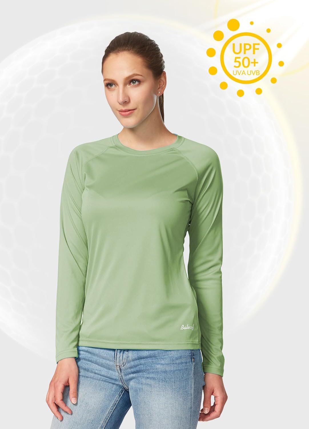 baleaf Women's UPF 50+ Sun Shirts Long Sleeve Stretchy Quick Dry | Lightweight, Rash Guard, UPF 50+ Sun Protection, Breathable Comfort material for Hking Workout, Excellent for hot weather