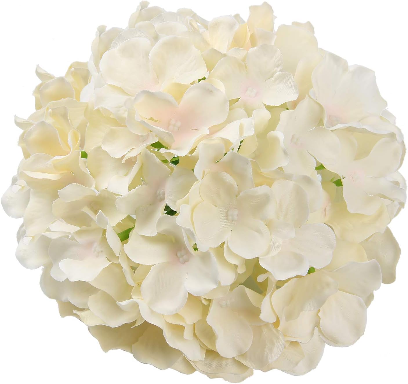 Silk Hydrangea Heads Artificial Flowers Heads with Stems for Home Wedding Decor,Pack of 10 (White)