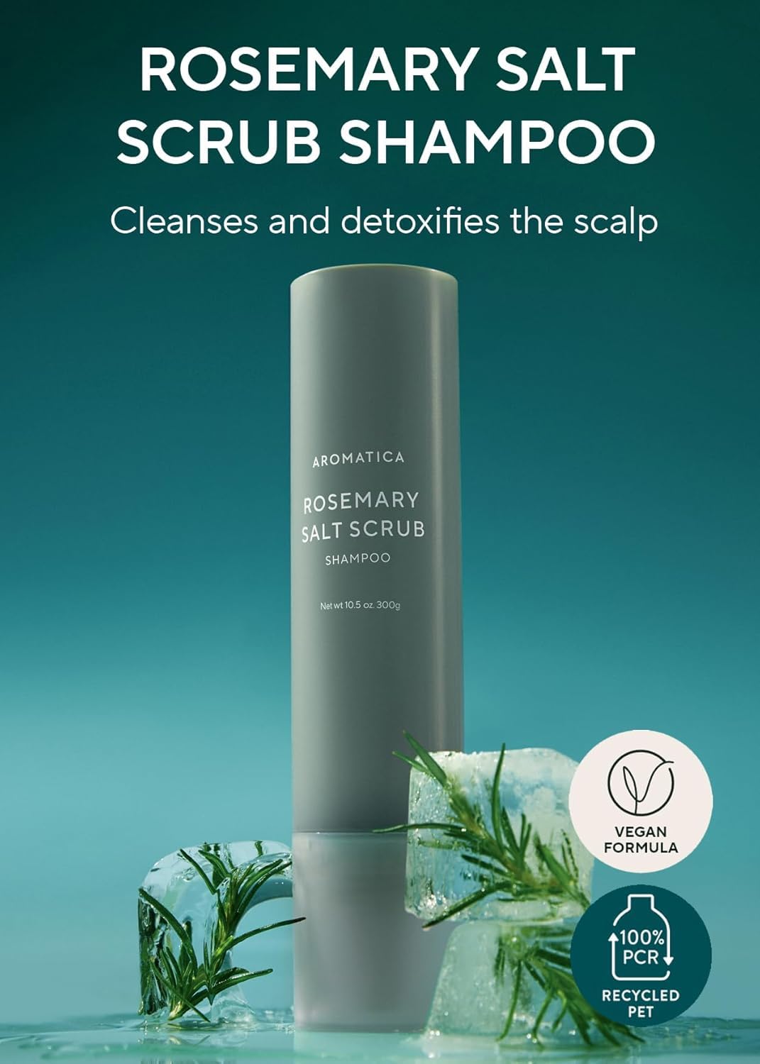 AROMATICA Rosemary Scalp Scaling Shampoo for Hair Growth | Korean Hair Care for Thinning Hair & Hair Loss, Natural Essential Oil, Vegan, Sulfate Silicone Paraben Free (13.53 oz)