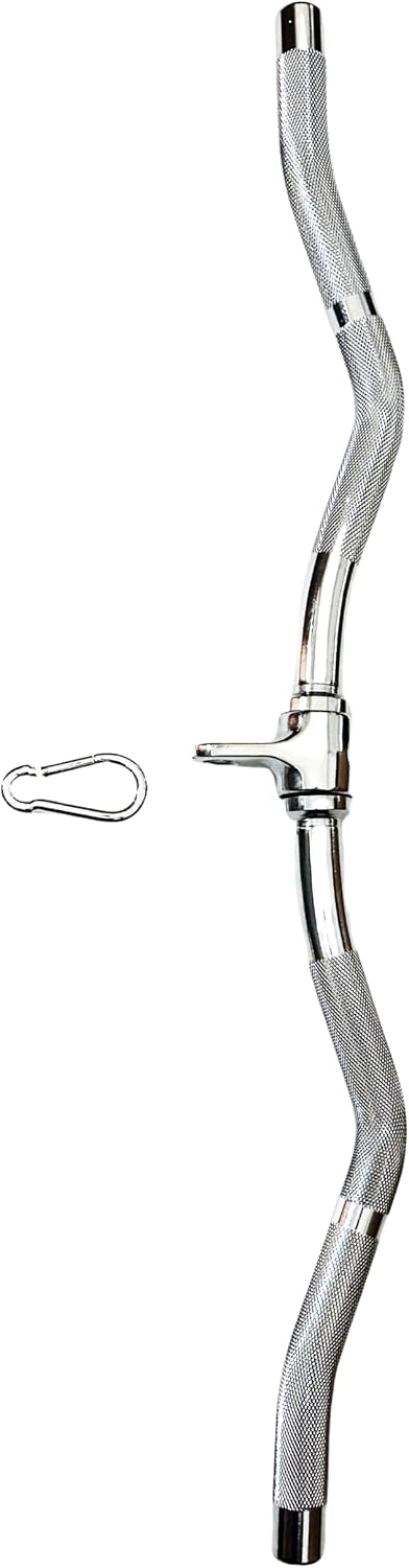 Revolving Lat Pulldown Bar for Cable Machine, Straight Bar with Rubber Grip - Tricep Press Down, Curl & Back Exercise Attachment for Home Gym