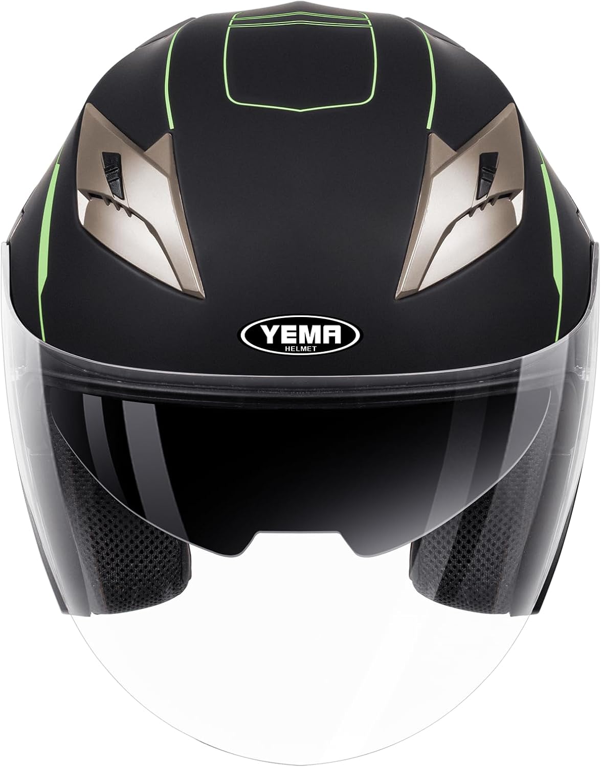 YEMA Open Face Motorcycle Helmets, DOT Approved 3/4 Moped Helmet Dual Visor Quick Release Buckle, Helmets for Adults Motorcycle Men Women Helmets for Moped Scooter Streey
