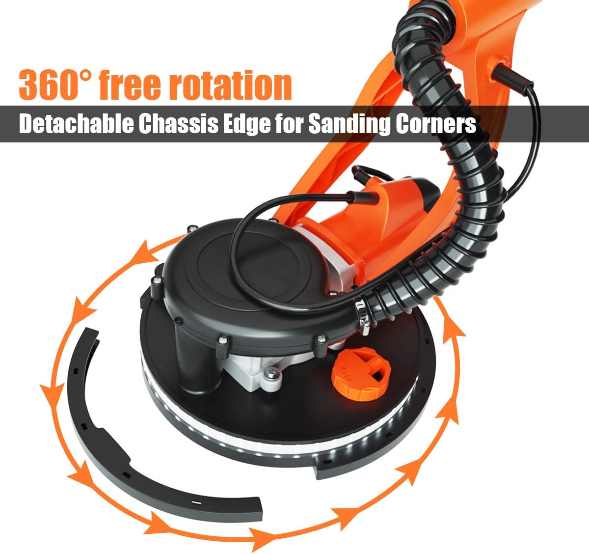 Goplus 750W Drywall Sander, Electric Foldable Sander Machine w/Dust-Free Automatic Vacuum System, 6 Variable Speed 800-1750 RPM