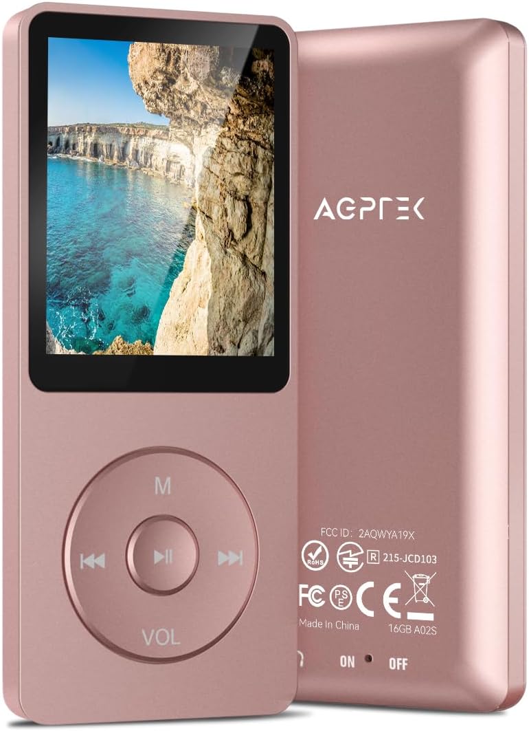 AGPTEK A02S 16GB MP3 Player, 65 Hours Playback Music Player, Dark Blue | Lossless Sound, Supports up to 128GB