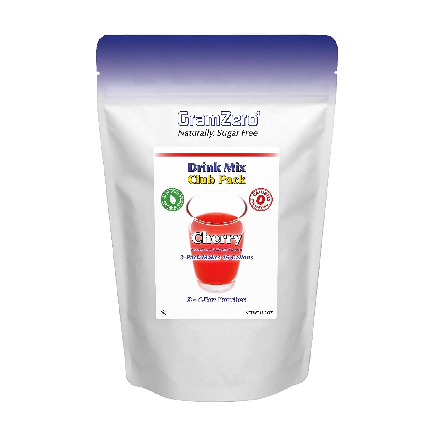 GramZero Raspberry Blush, Sugar Free Drink Mix, Pitcher Pack, Great For Nutrition Club Loaded Tea, Zero Calorie, Stevia Sweetened