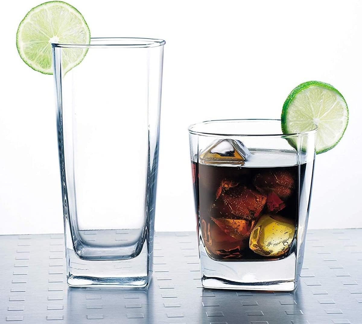 Le'raze Collins Everyday Drinking Glasses Set of 16 Drinkware Kitchen Glasses for Cocktail, Iced Coffee, Beer, Ice Tea, Wine, Whiskey, Water