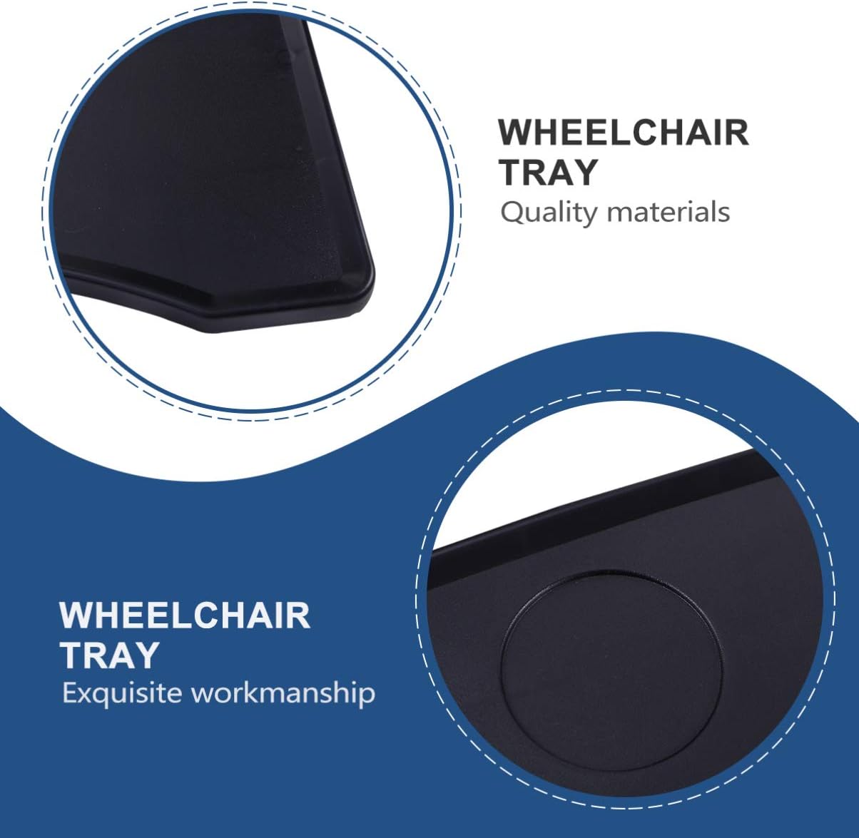 EXCEART Wheelchair Tray Table with Cup Holder Detachable Portable Lap Tray for Wheelchair Accessories Dining Reading Writing Aid Black 20.5X11.8 Inch