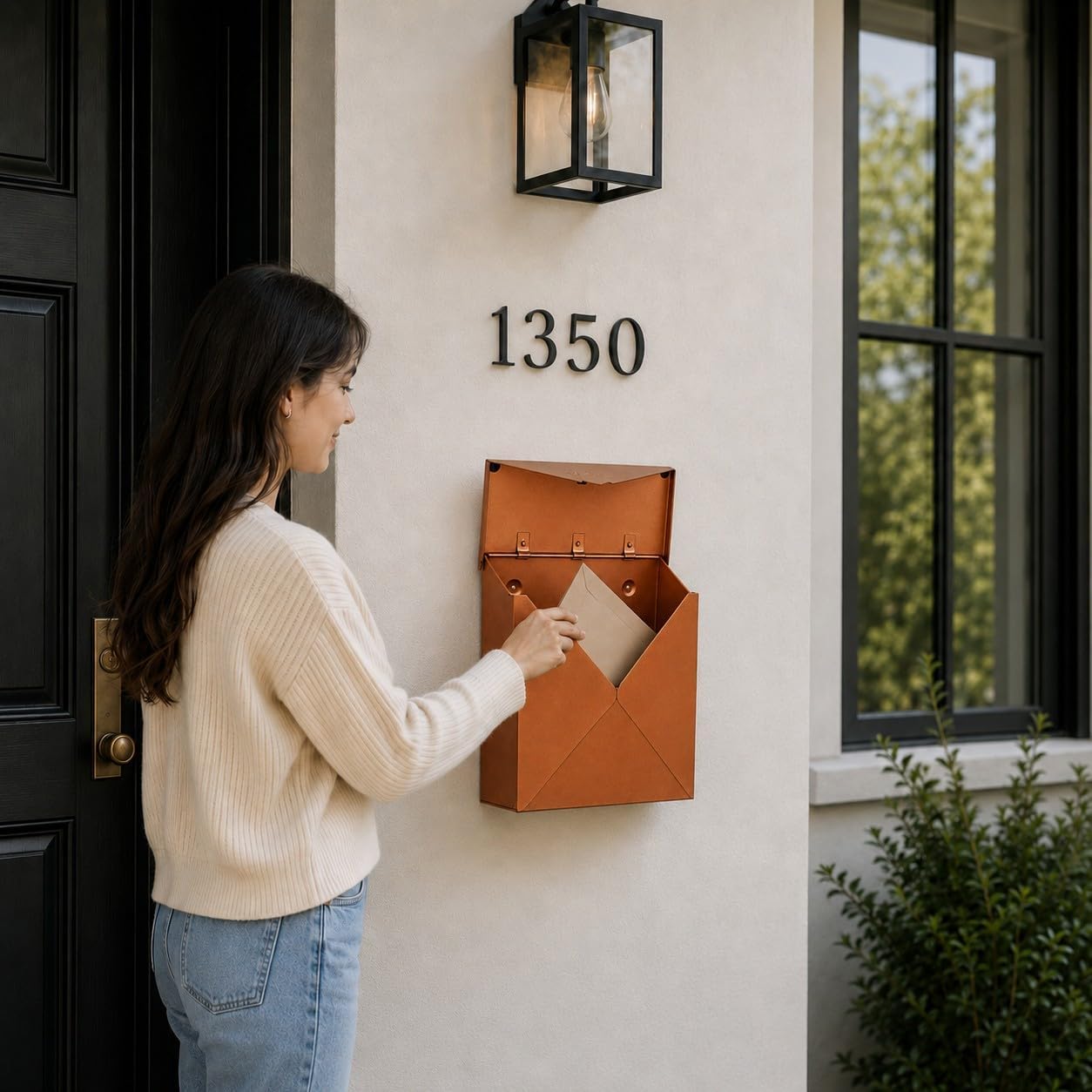 NACH Mailboxes for Outside Wall Mount, 10 x 10 x 4 inch Rustic Brown Mail Boxes for House Outside