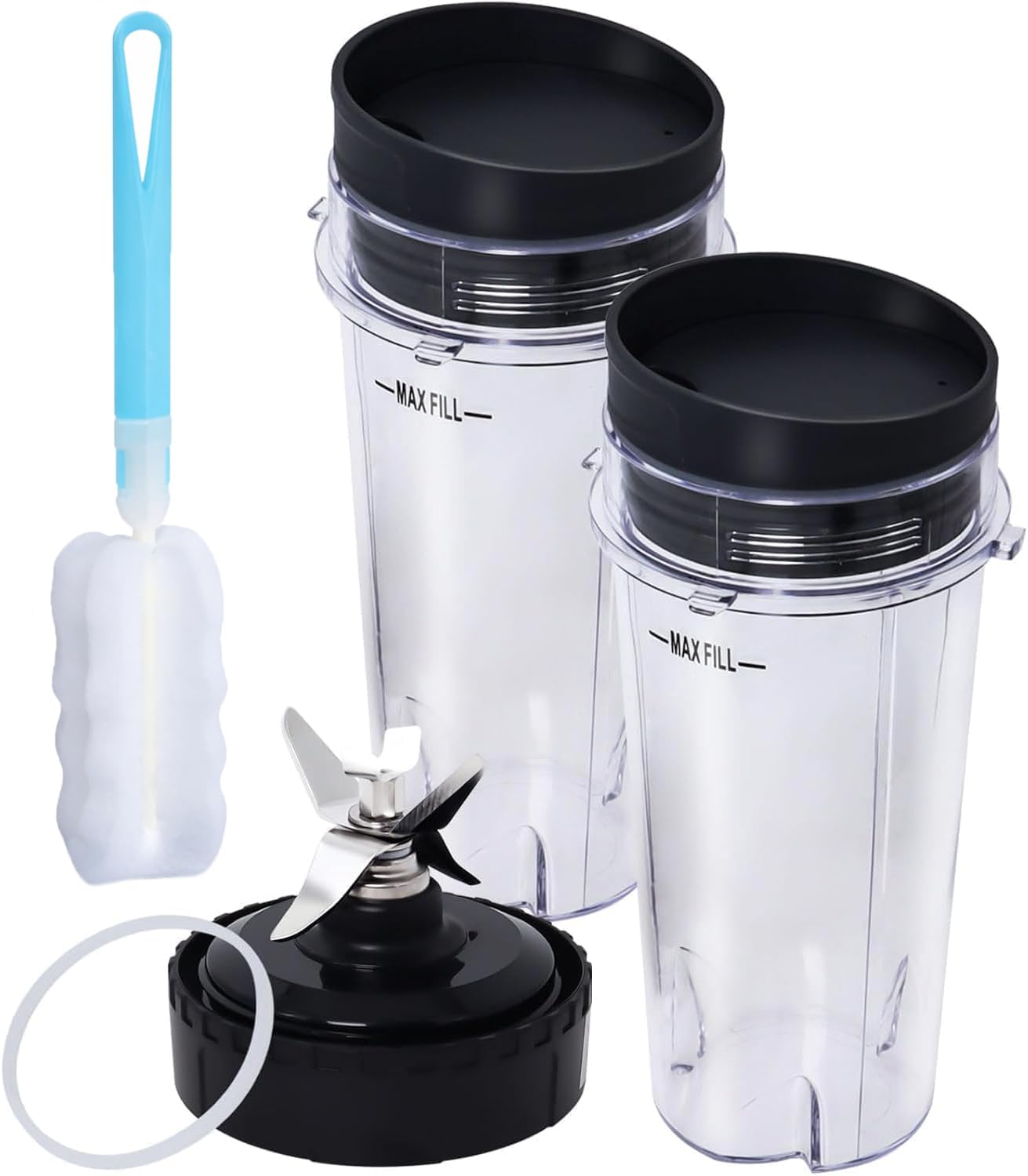 Replacement Blade Assembly Compatible with Nutri Ninja BL660 BL740 BL663 Series, 16oz Cup Only, 6-Male-Fin Base, 3.35" Bottom Diameter, Not for 7-Fin or Auto-iQ Systems