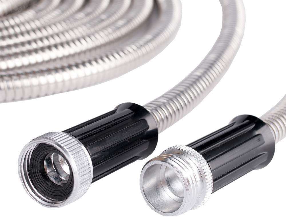 Beaulife Metal Garden Hose 100 ft Flexible No Kink Lightweight RV Drinking Water Hose Extension Leader Hose Heavy Duty Outdoor