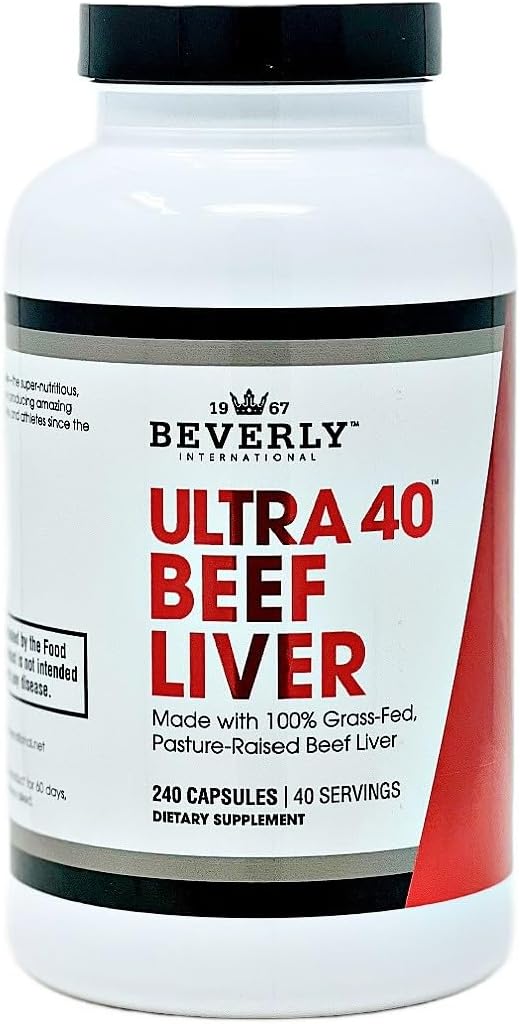 Beverly International Ultra 40 Grass Fed Desiccated Beef Liver, 500 Tabs | 100% Argentine Beef Liver, Golden-Era Secret for Boosting Muscle Growth, Stamina & Performance