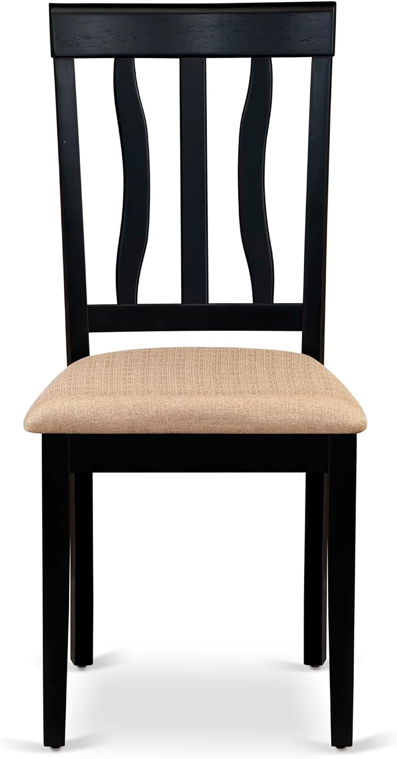 East West Furniture ANC-WHI-W Antique Dining Room Chairs - Slat Back Solid Wood Seat Chairs, Set of 2, Buttermilk & Cherry