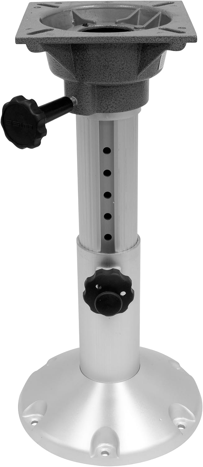 Wise 8WP21-18S Boat Seat Pedestal, Adjustable Height from 12" to 18", with Standard Seat Mount | 2-7/8 in anodized aluminum post, 9 in base