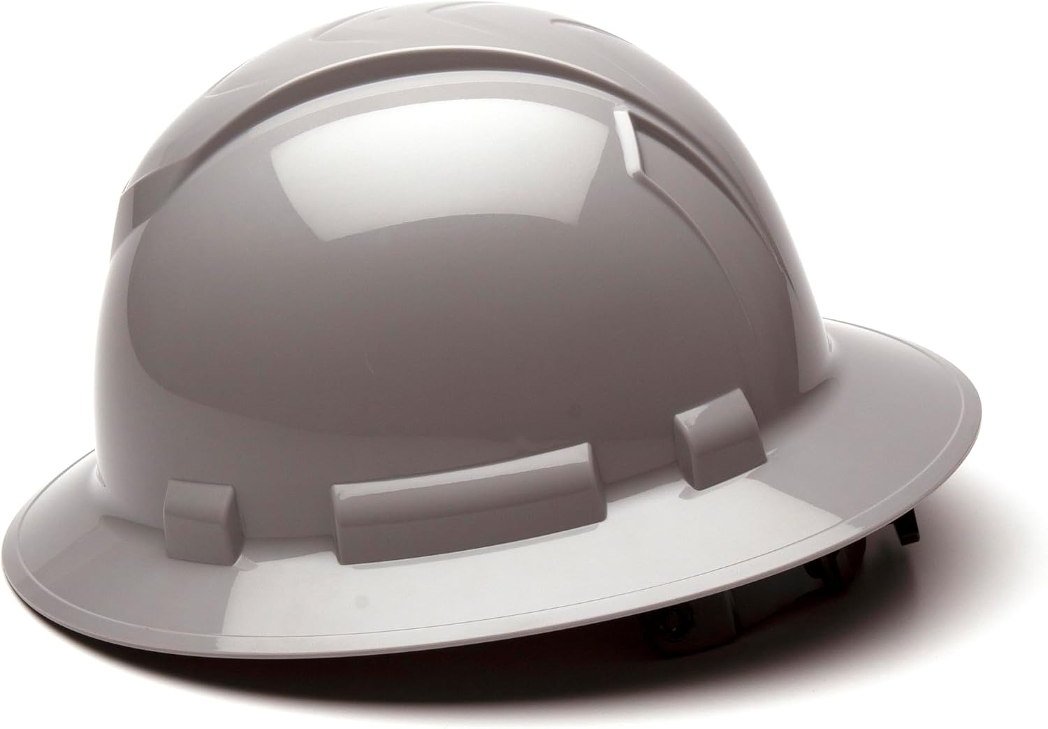 Pyramex Ridgeline Full Brim Hard Hat 4 Point Ratchet White | Full-brim sun & rain protection, HDPE shell, Ratchet suspension, Construction & utility, ANSI Z89.1 Type I Class C/G/E