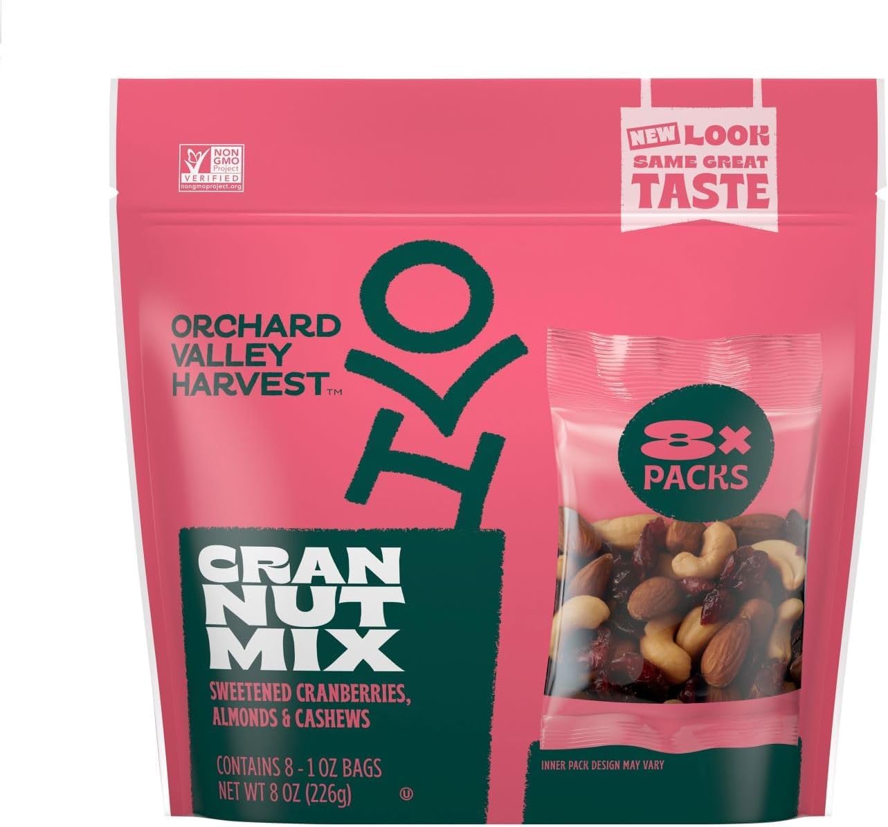 Orchard Valley Harvest Choc Nut Mix Multipack, 1 oz, Pack of 8 | Dark Chocolate Raisins, Almonds & Peanuts, Gluten Free, Stand Up Bag, Non-GMO, 4g Plant Protein, On-The-Go Snack