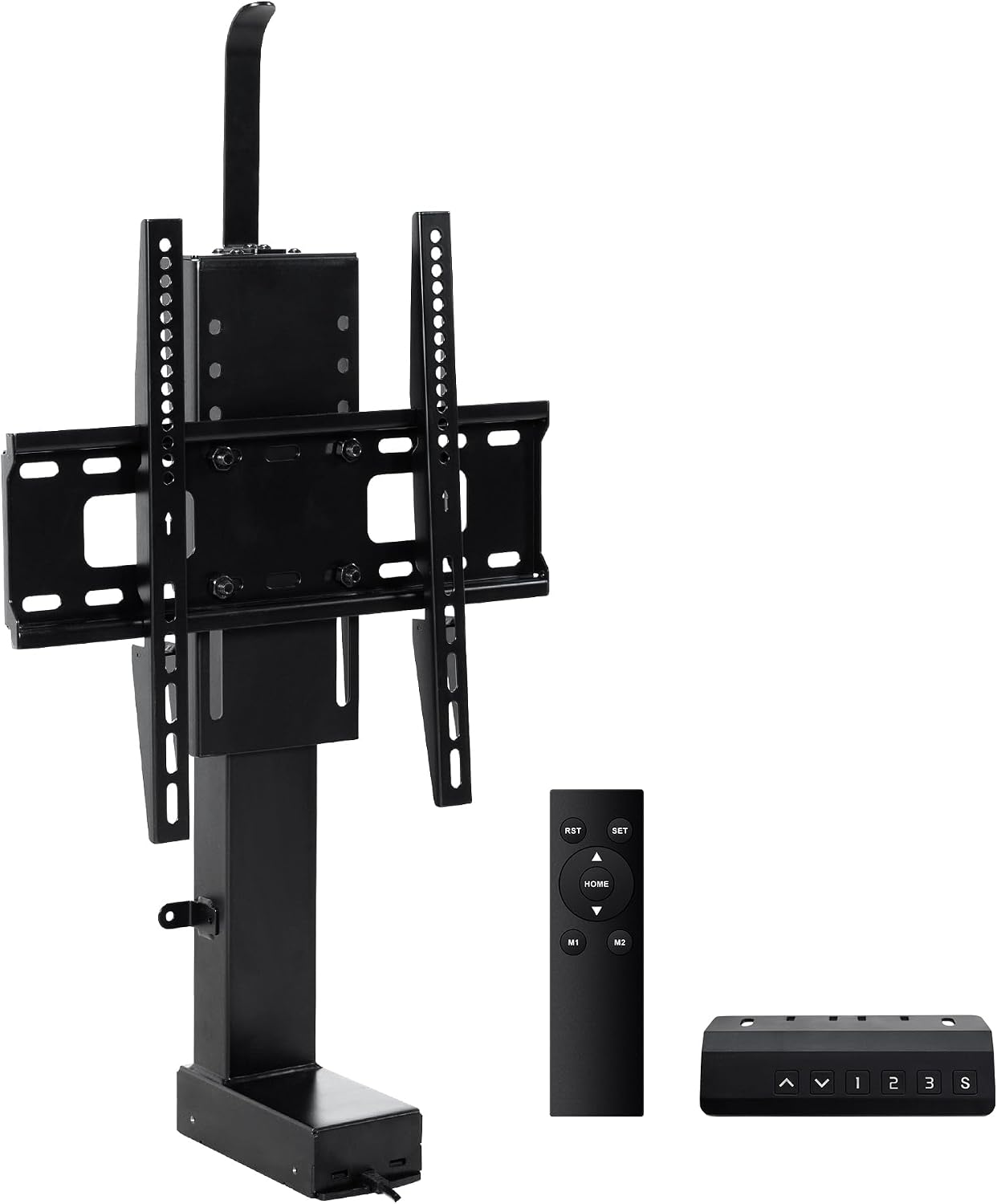 Fromann Motorized TV Lift Mount with Remote for 32-55 Inch Height Adjustable TV Lift Stand, Load Capacity 132Lbs, Stroke Length 29.9 Inches