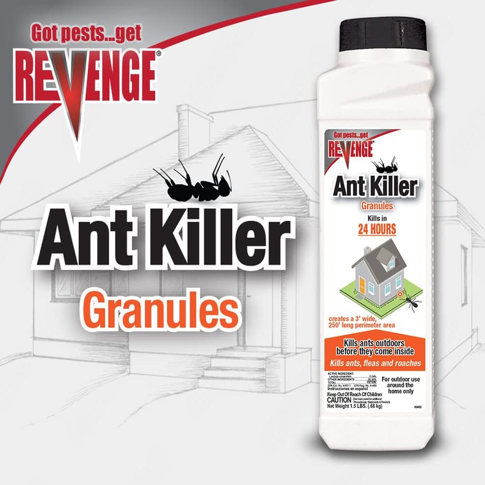 Revenge Ant Killer Granules, 4 lbs. Ready-to-Use Fast Acting Perimeter Treatment for Home Kills Ants, Fleas & Roaches