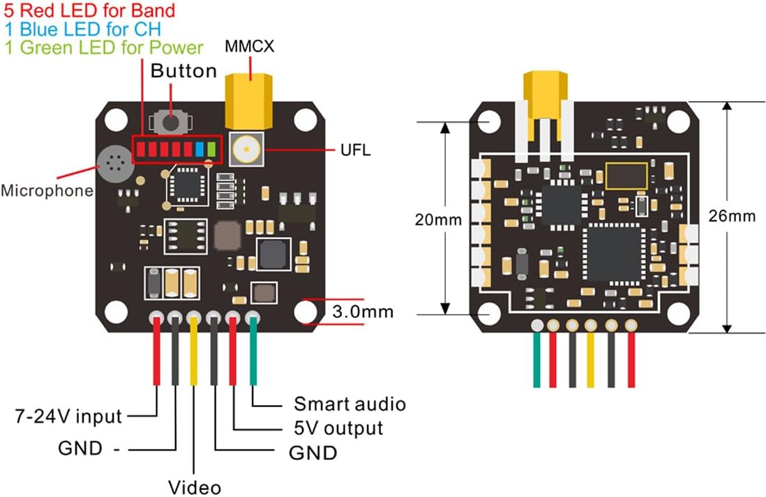 AKK FX3-ultimate 5.8GHz 25mW/200mW/400mW/600mW Switchable Mini VTX Support OSD Configuring via Betaflight