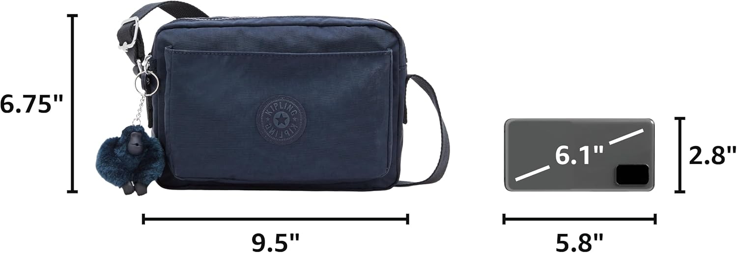 Kipling Women’s Abanu Medium Crossbody Bag, Lightweight, Adjustable Nylon Waist Pack with Multi-Compartment Zip Pockets