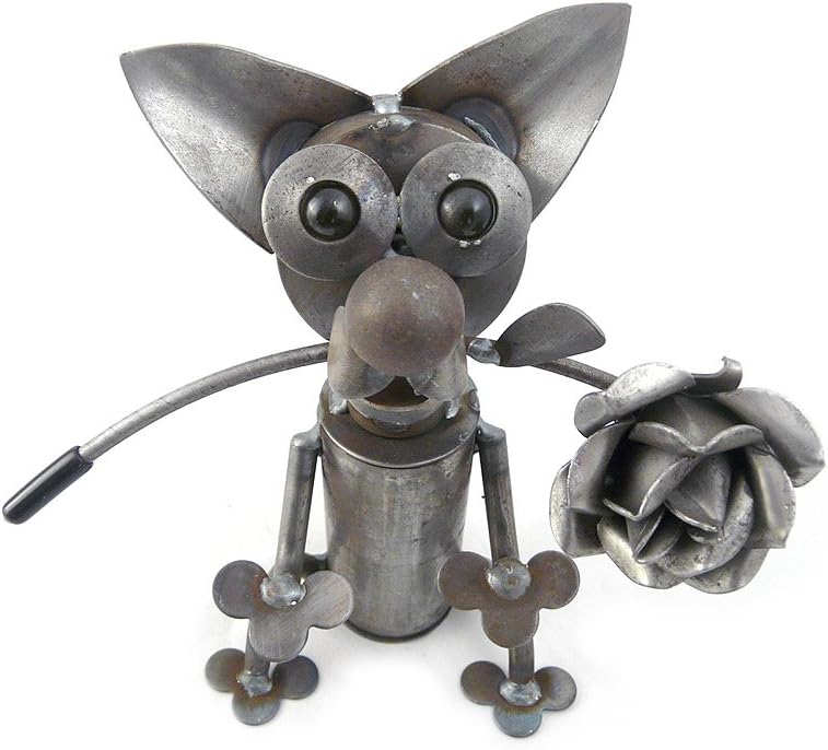 Yardbirds Latin Lover - American Made Recycled Metal Art Chihuahua Dog Sculpture, Indoor/Outdoor, 9"