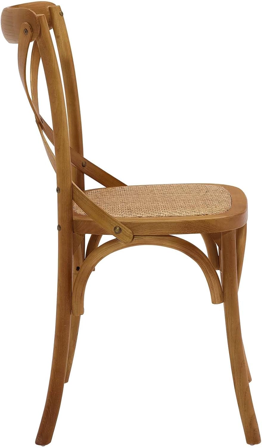 Modway Gear Rustic Modern Farmhouse Elm Wood Rattan Dining Chair in Gray