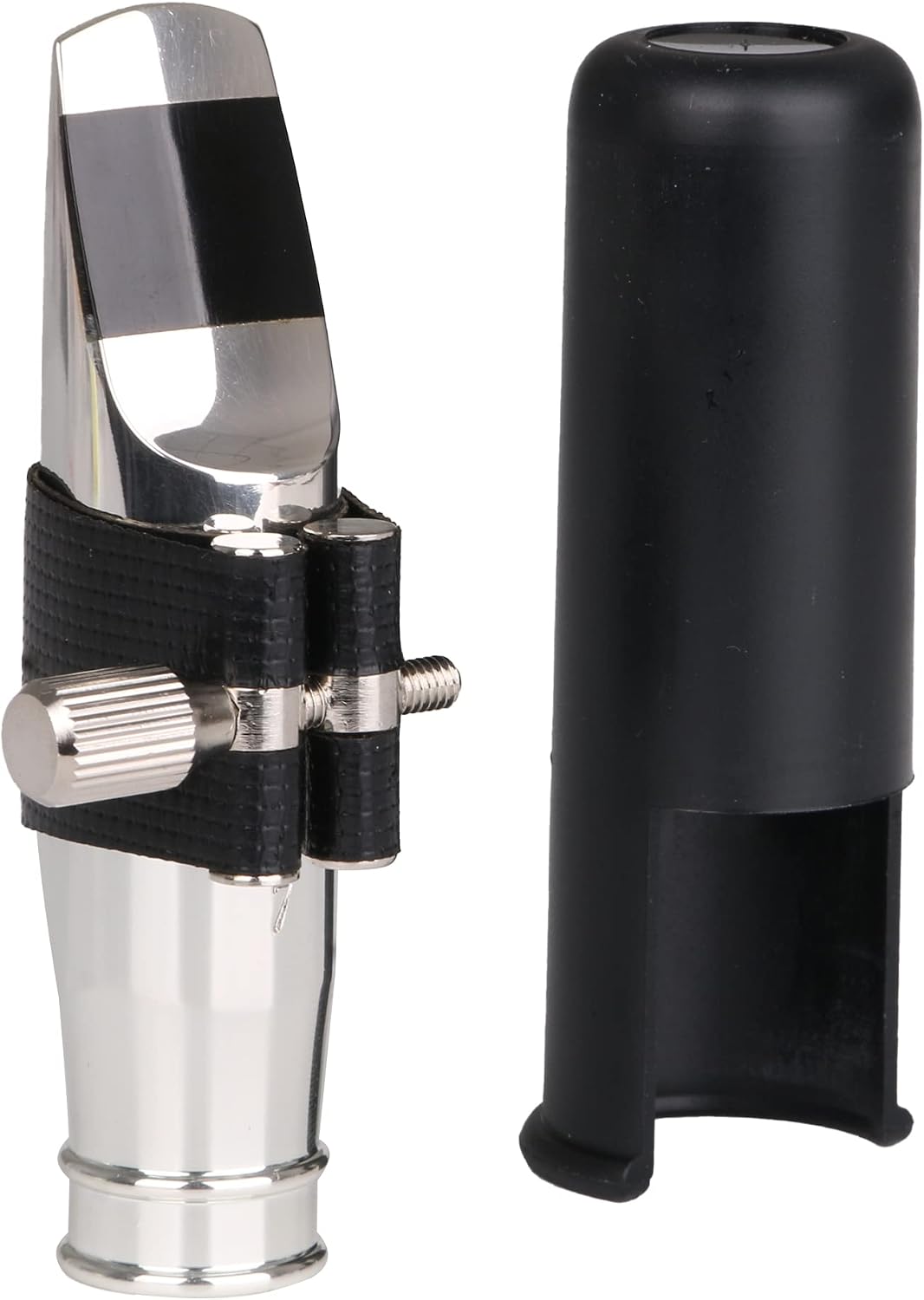 Yibuy Silver Jazz E-flat Alto Saxophone Mouthpiece 7# PU and Leather Cap 90 x 36 mm