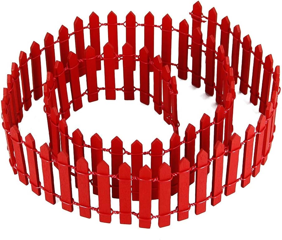 Prsildan 40 Inches Miniature Fairy Garden Fence, DIY Wood Picket Fence Mini Ornament