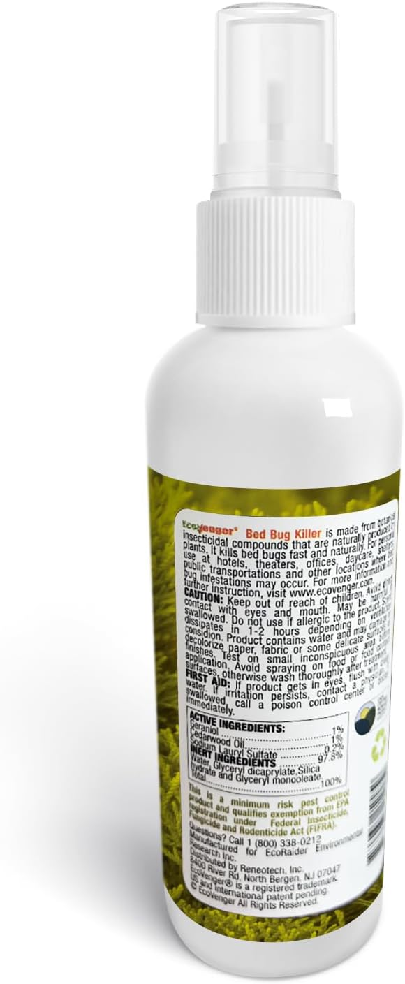 Bed Bug Killer 16 oz EcoVenger by EcoRaider, 100% Kill Efficacy, Bedbugs & Mites, Kills Eggs & The Resistant, Lasting Protection, USDA BIO-Certified, Plant Extract Based & Non-Toxic, Child & Pet Safe