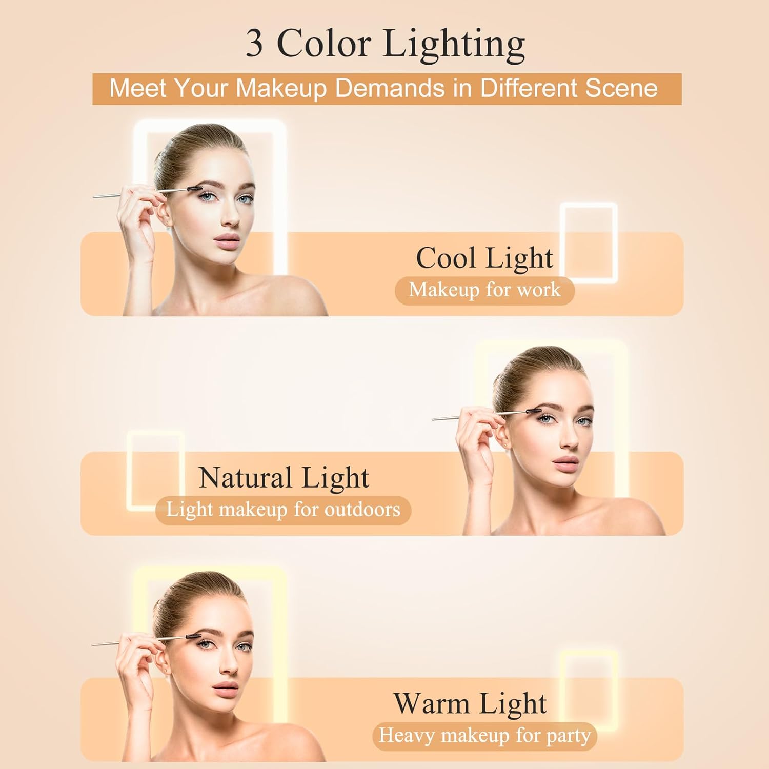 FUNTOUCH Rechargeable Travel Makeup Mirror with 72 Led Lights