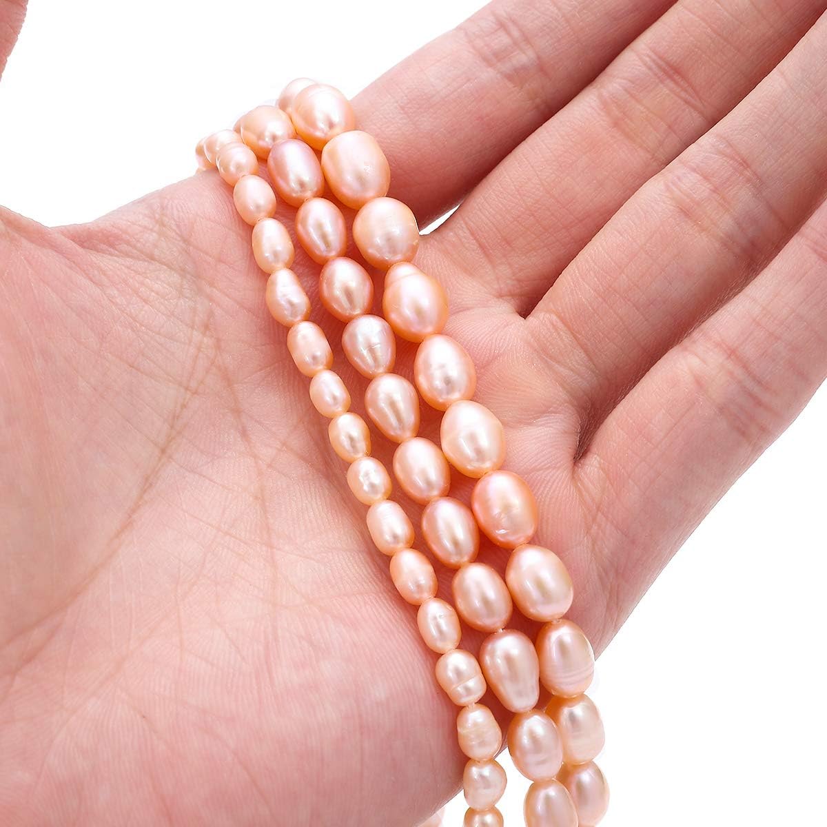 BEADIA Natural Pearl Beads Side Hole 7-8mm Purple Freshwater Cultured Loose Gemstone Beads for DIY Jewelry Making 13.8''/Strand