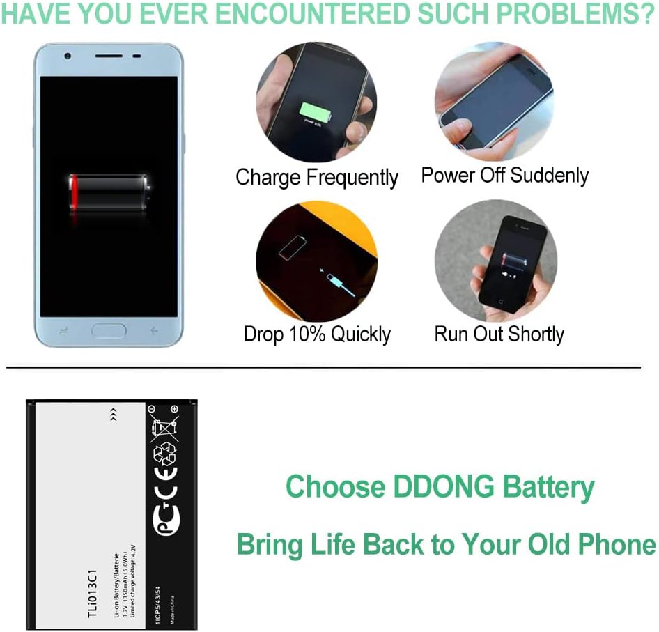 Battery TLi013C1 for TracFone Alcatel My Flip Myflip A405DL Replacement