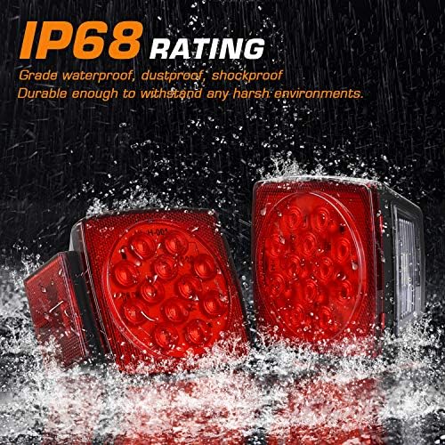 Submersible LED Trailer Light Kit, Super Bright Brake Stop Turn Tail License Lights for Camper Truck RV Boat Snowmobile Under 80" Inch