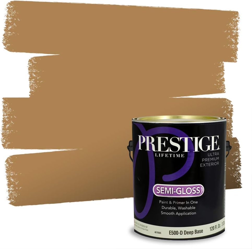 PRESTIGE Paints Exterior Paint and Primer In One, 1-Gallon, Satin, Comparable Match of Sherwin Williams* Relaxed Khaki*